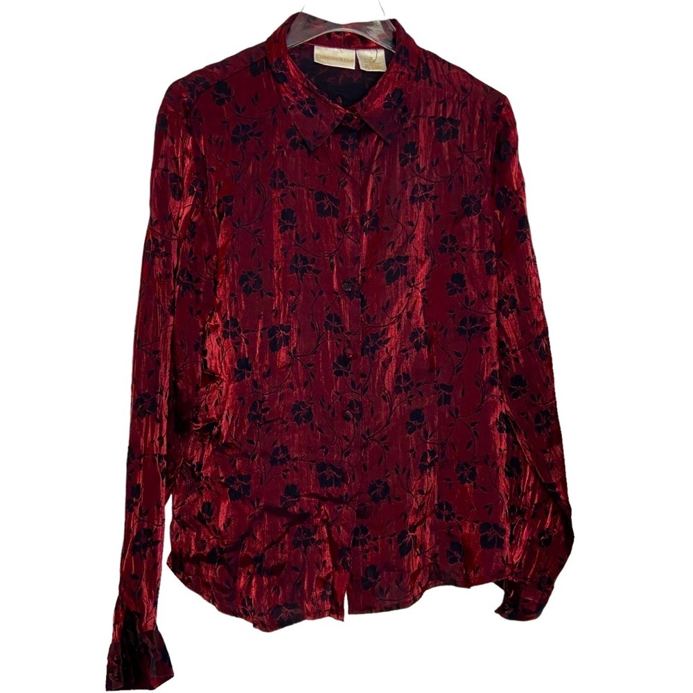 Christine & Jill | Iridescent Red, Black | Long Sleeve | Blouse, Shirt | Size 16